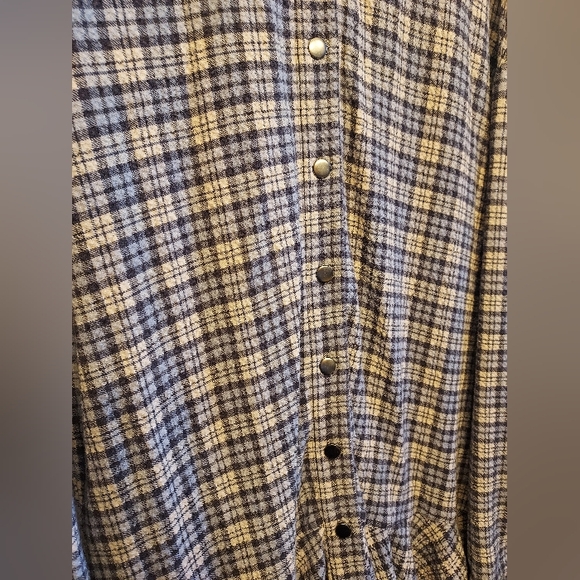 Free People Plaid Button Down/Snap Dress Cover Up Size Large - Picture 5 of 11